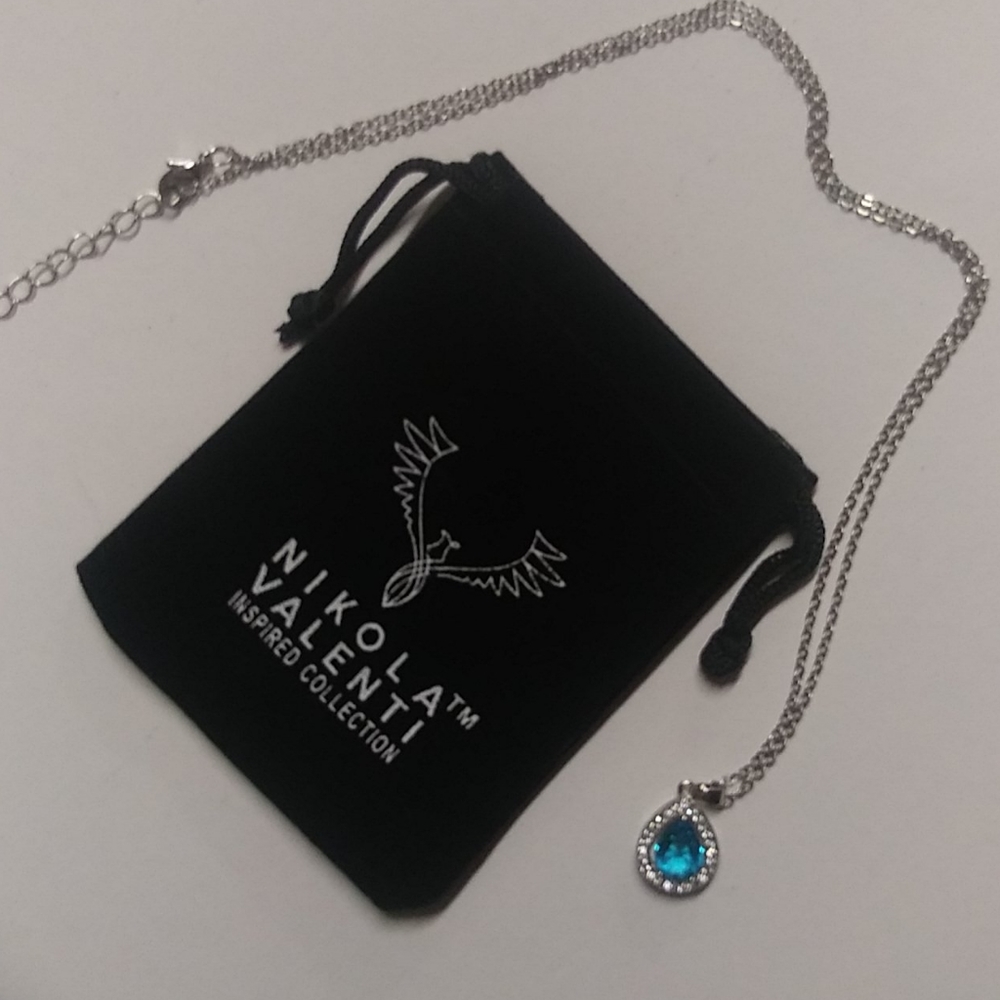 Nikola Valenti white gold plated Austrian blue gem - Picture 4 of 15